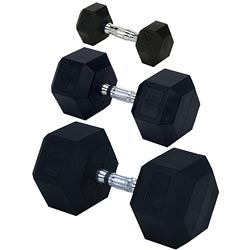 Rubber Encased Solid Hex Dumbbell 5lb